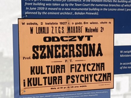 Prrzedwojenny plakat zapraszajacy na odczyt na placu Simonsa